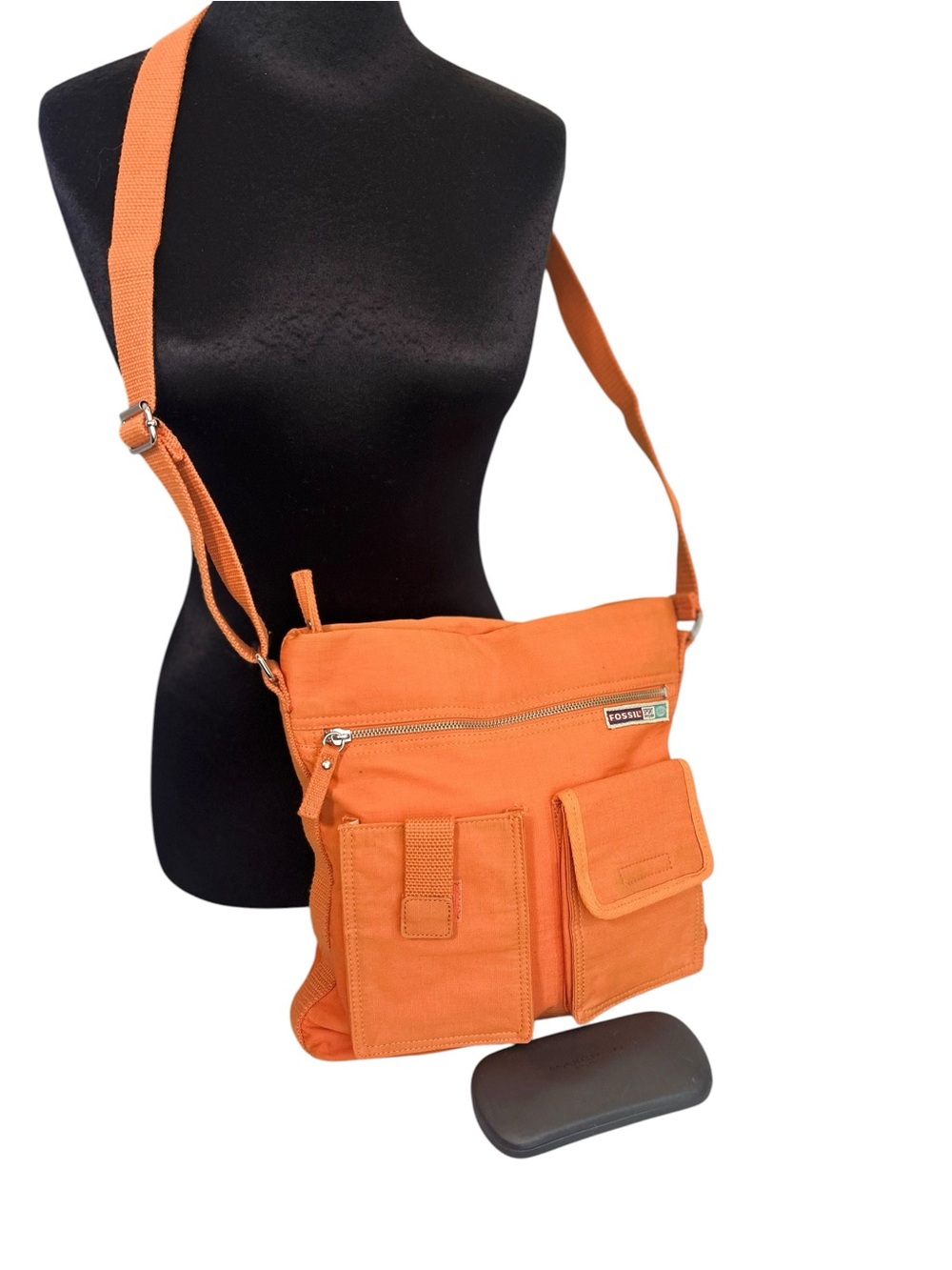 Vintage Fossil Crossbody Sport Bag Cargo Messenger Orange Shoulder Purse